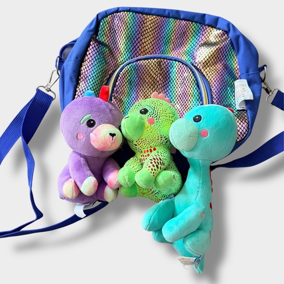 Pomkinz Pet Pals Other - Pomkinz Pet Pals Dinosaur Plush Set with Iridescent Scale‎ Crossbody Bag Blue